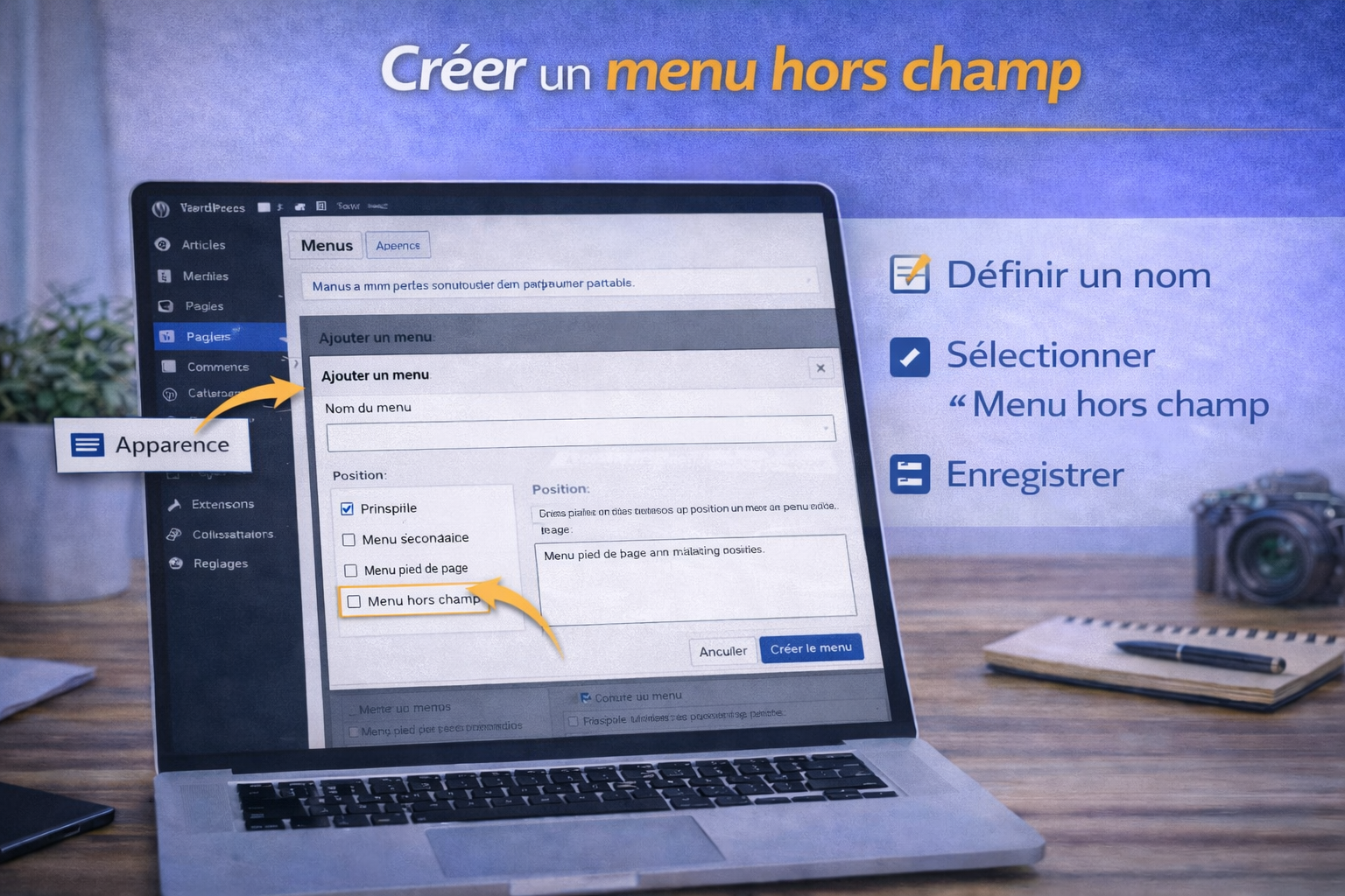 Créer un menu hors champ