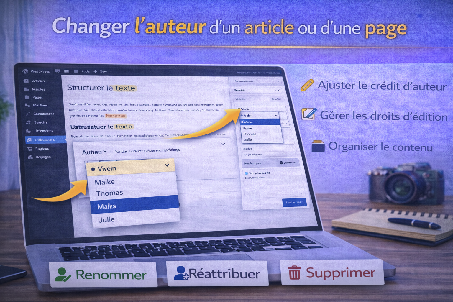 Changer l’auteur d’un article ou d’une page