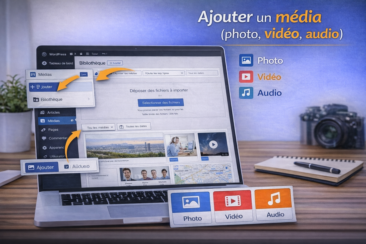 Ajouter un média (photo, vidéo, audio)