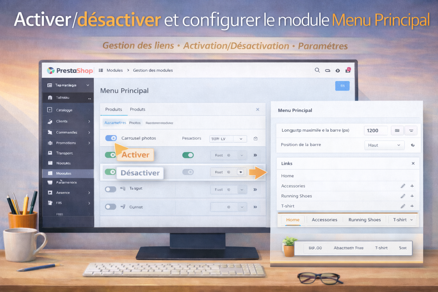 Activer, désactiver et configurer le module Menu principal