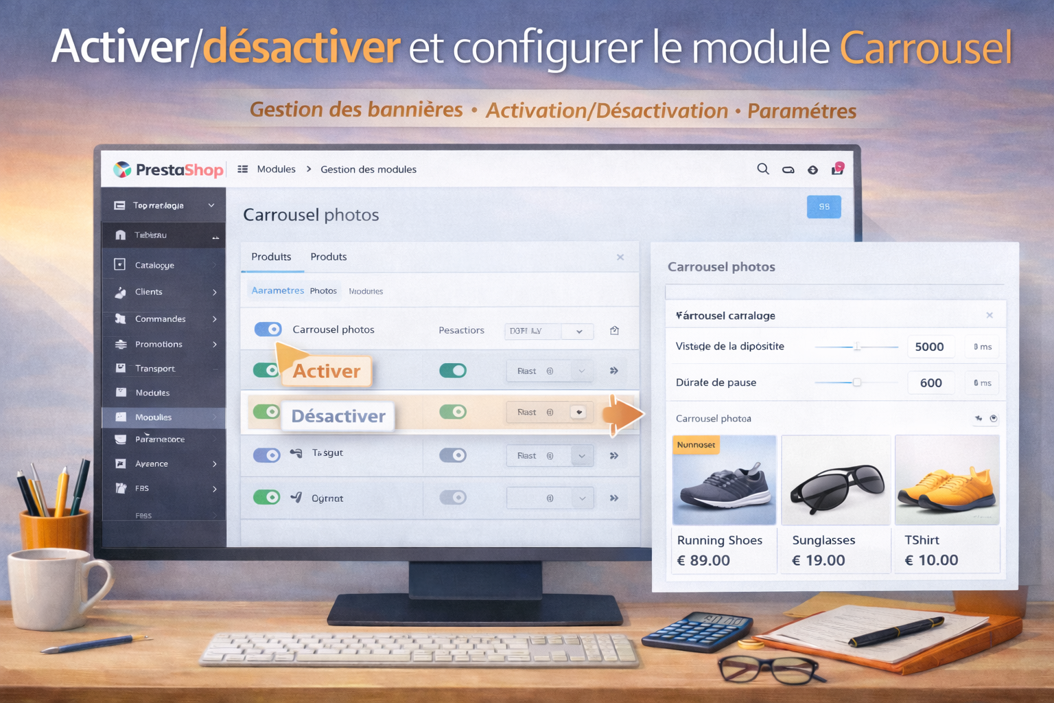 Activer, désactiver et configurer le module Carrousel