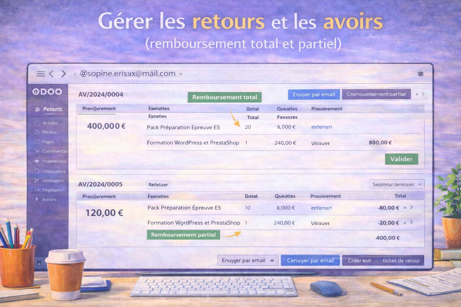 Gérer les retours et les avoirs (remboursement total et partiel)