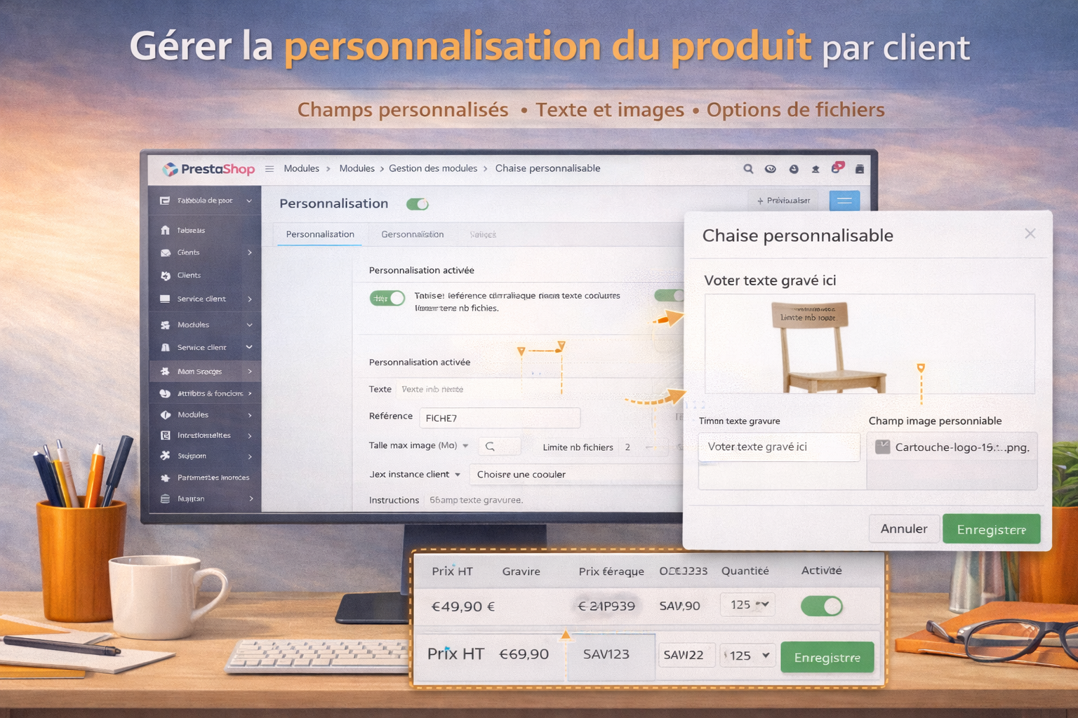 Gérer la personnalisation du produit par le client