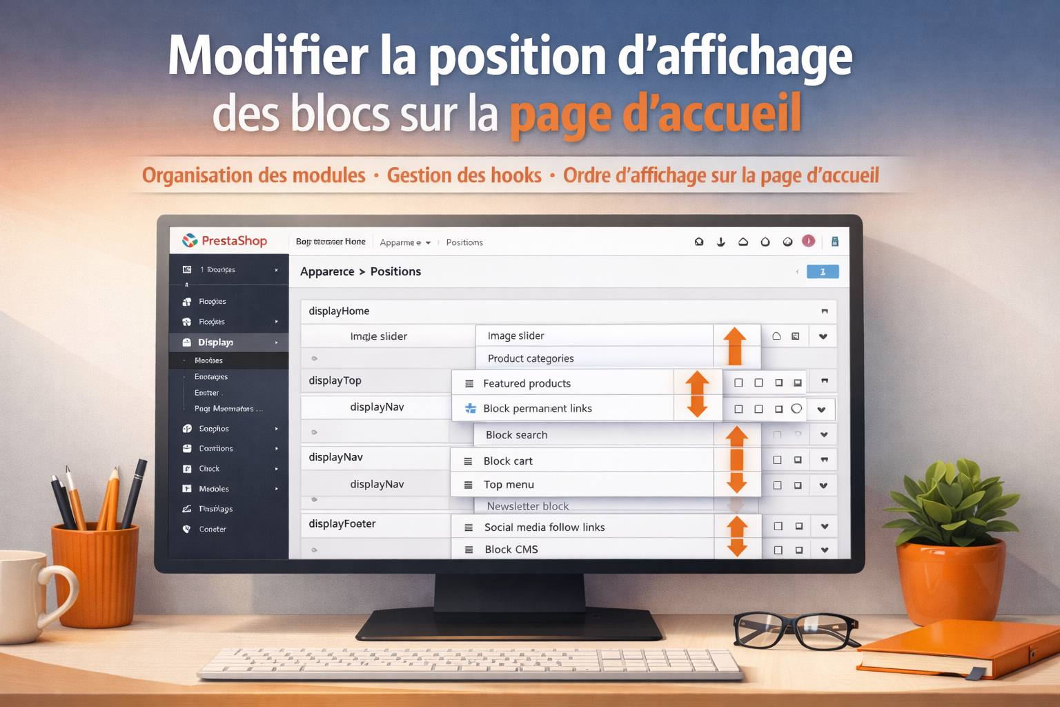Modifier la position d’affichage des blocs sur la page d’accueil
