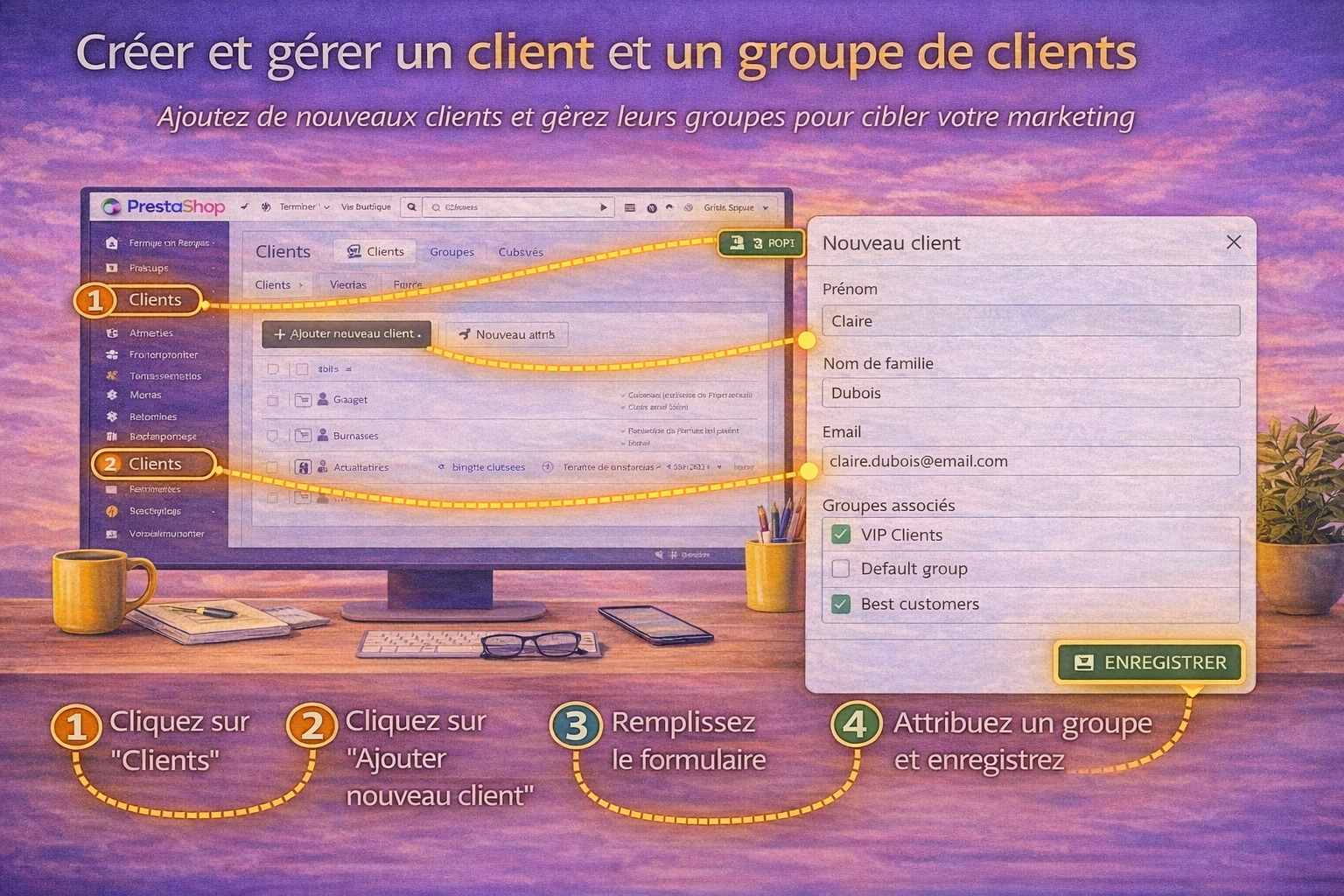 Créer et gérer un client et un groupe de clients