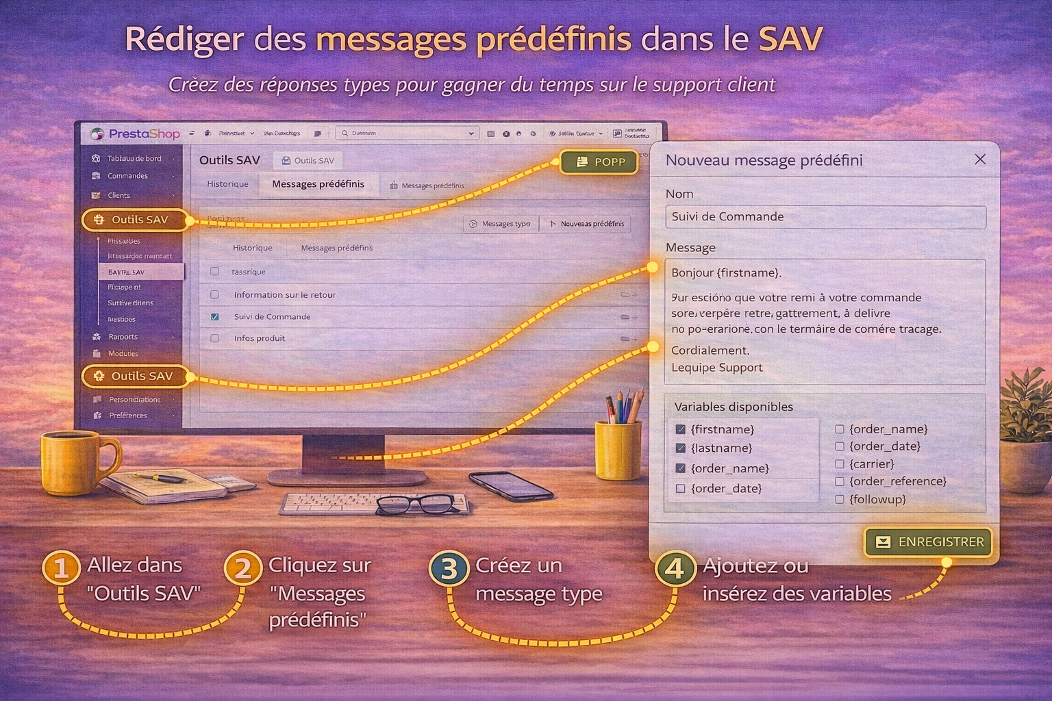 Rédiger des messages prédéfinis dans le SAV