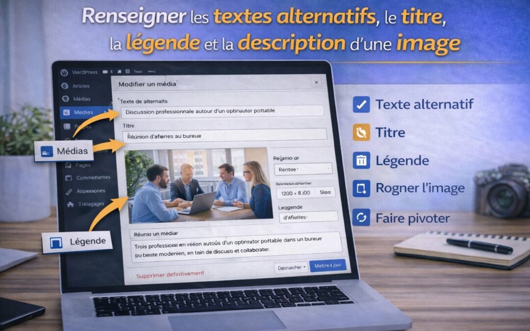 Renseigner les textes alternatifs, le titre, la légende et la description d’une image dans WordPress