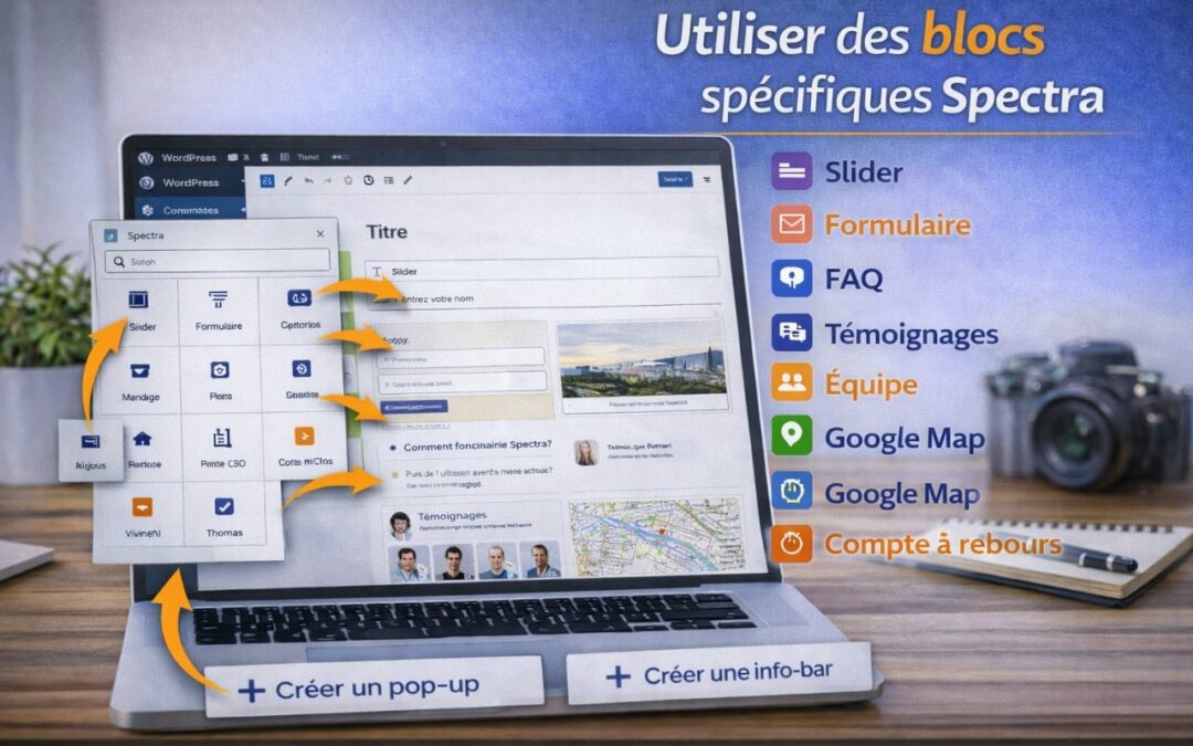 Utiliser des blocs spécifiques Spectra dans WordPress (slider, formulaire, FAQ, témoignages, équipe, Google Map, compte à rebours)