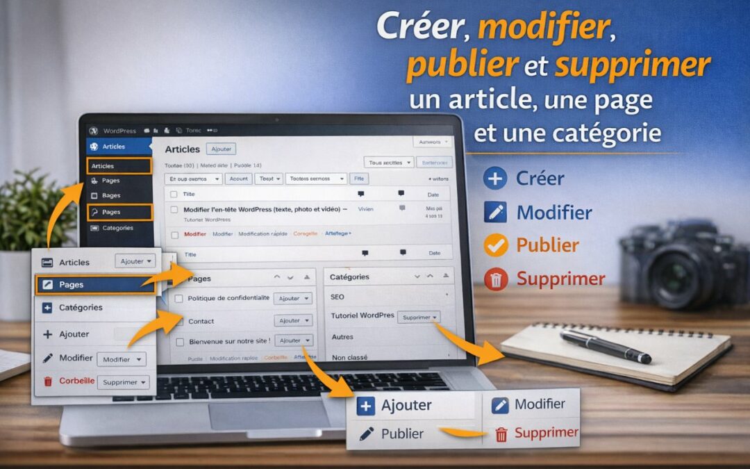Créer, modifier, publier et supprimer un article, une page et une catégorie dans WordPress