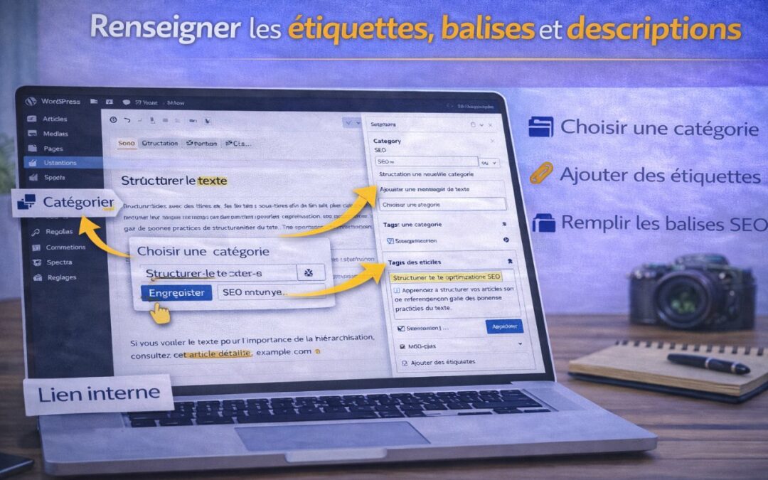 Renseigner les étiquettes, balises et descriptions dans WordPress