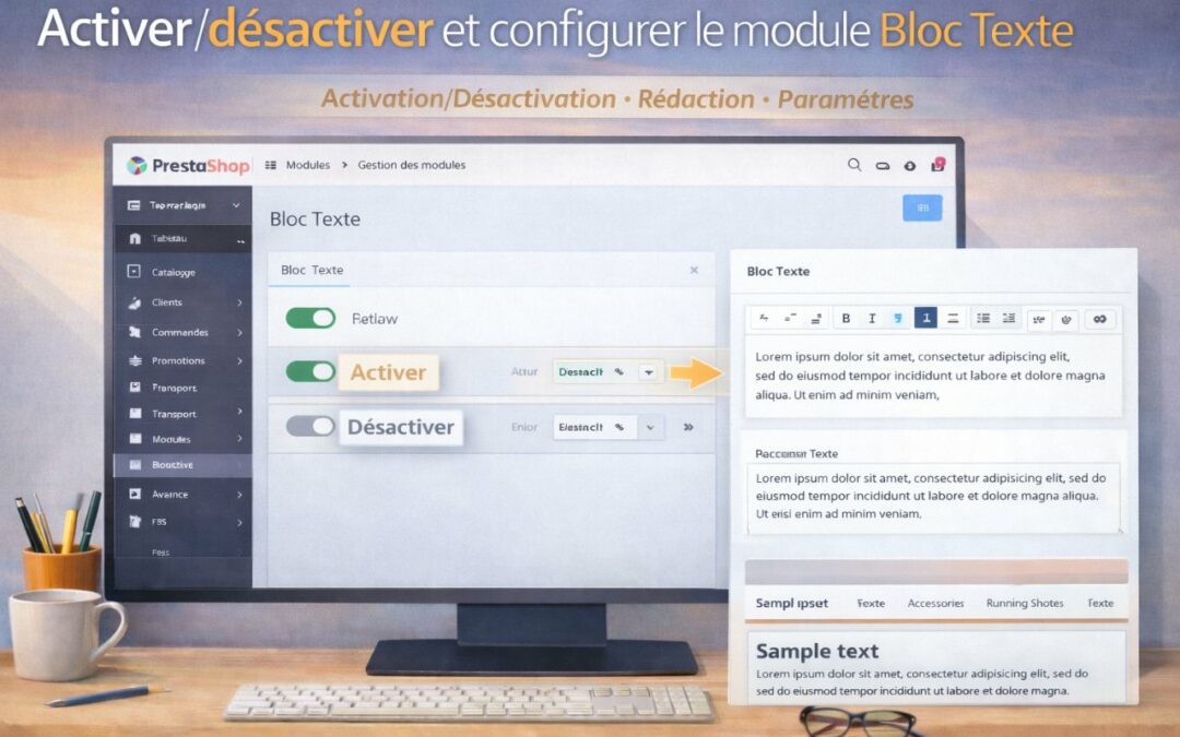 Activer, désactiver et configurer le module Bloc Texte dans PrestaShop