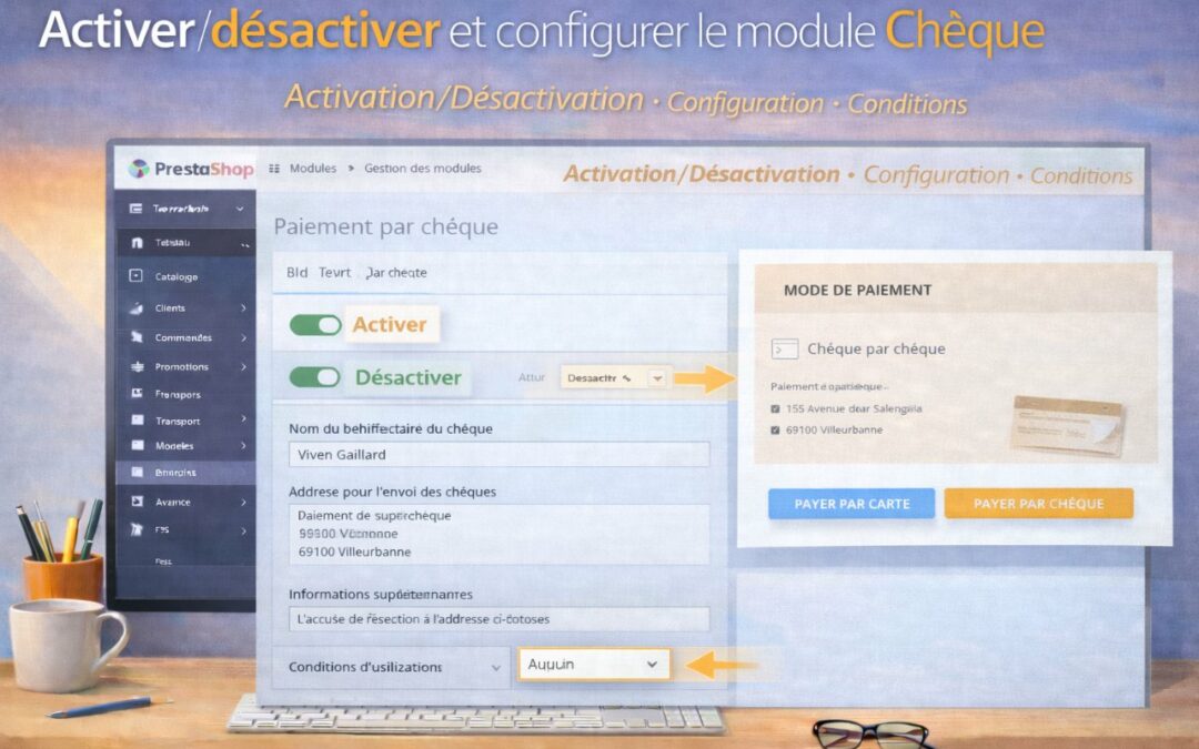 Activer, désactiver et configurer le module Chèque dans PrestaShop
