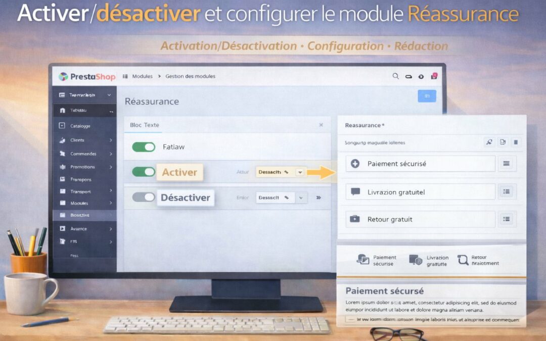 Activer, désactiver et configurer le module Réassurance dans PrestaShop