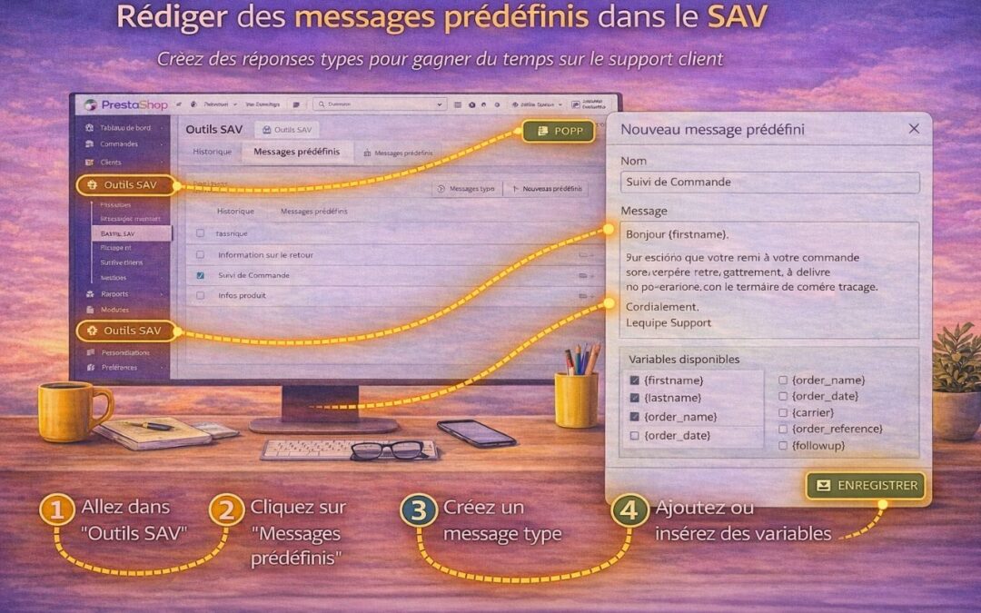 Rédiger des messages prédéfinis dans le SAV de PrestaShop