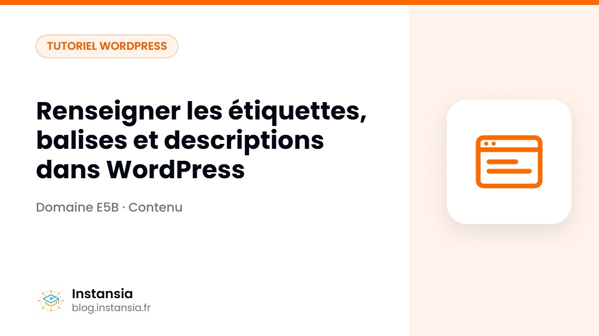 Renseigner les étiquettes, balises et descriptions dans WordPress