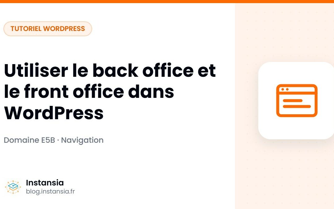 Utiliser le back office et le front office dans WordPress